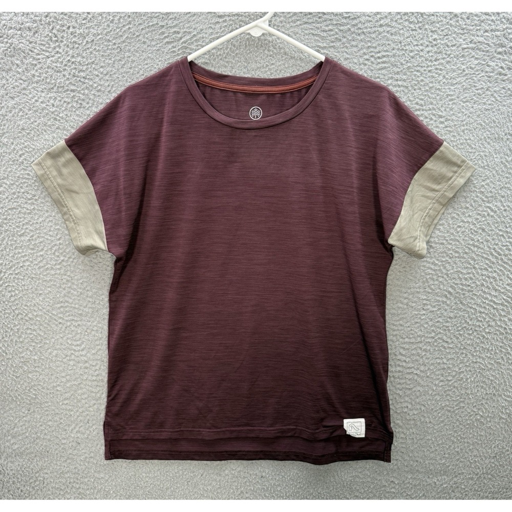 Flylow Shirt Womens‎ Large Burgundy Tan Mountain Bike Jersey Performance Stretch